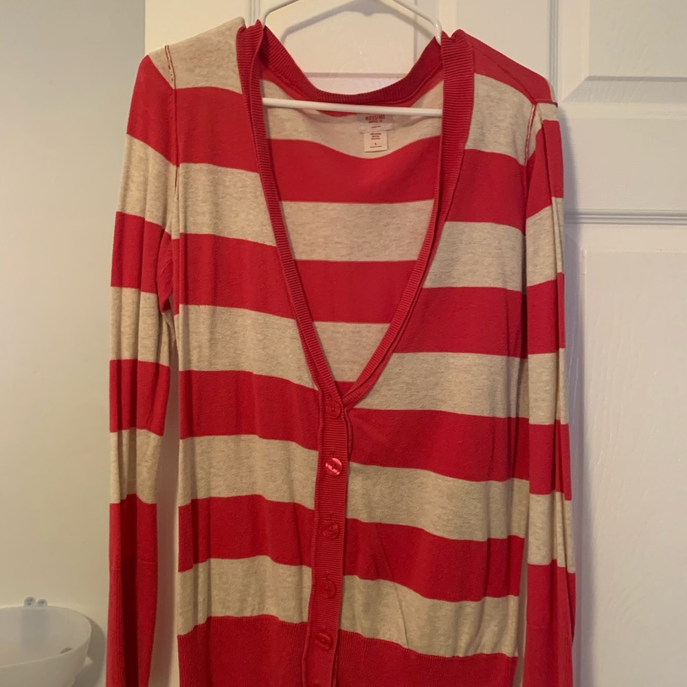Pink and cream striped sweater Large